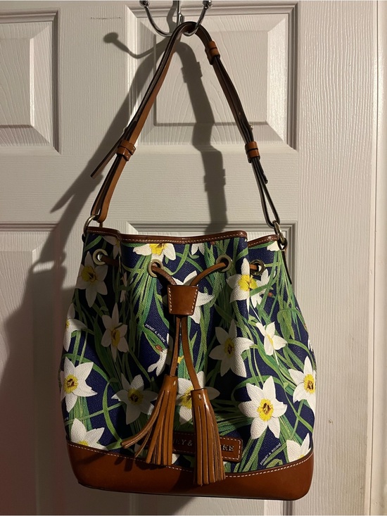 Dooney & Bourke Handbags - Dooney & Burke Daffodil Drawstring Bucket Bag with Leather Trim